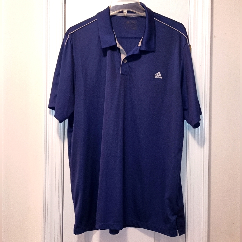 Adidas Men's Navy Gray Climate Max Polo Shirt Size Large